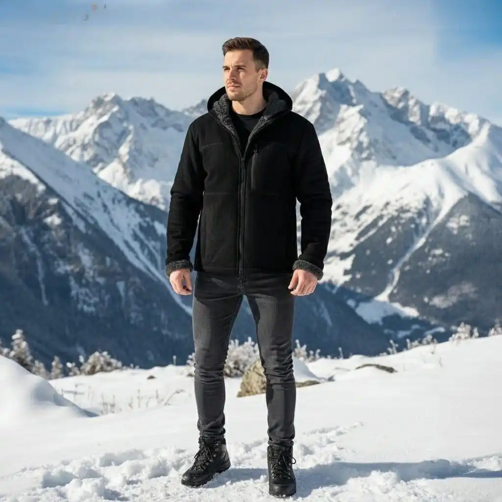 Толстовка черная флис на меху размер 56/58