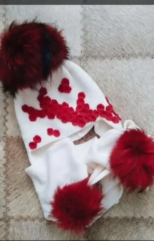 Шапочка и шарф из натурального песца с кашемиром - Одежда в Чита