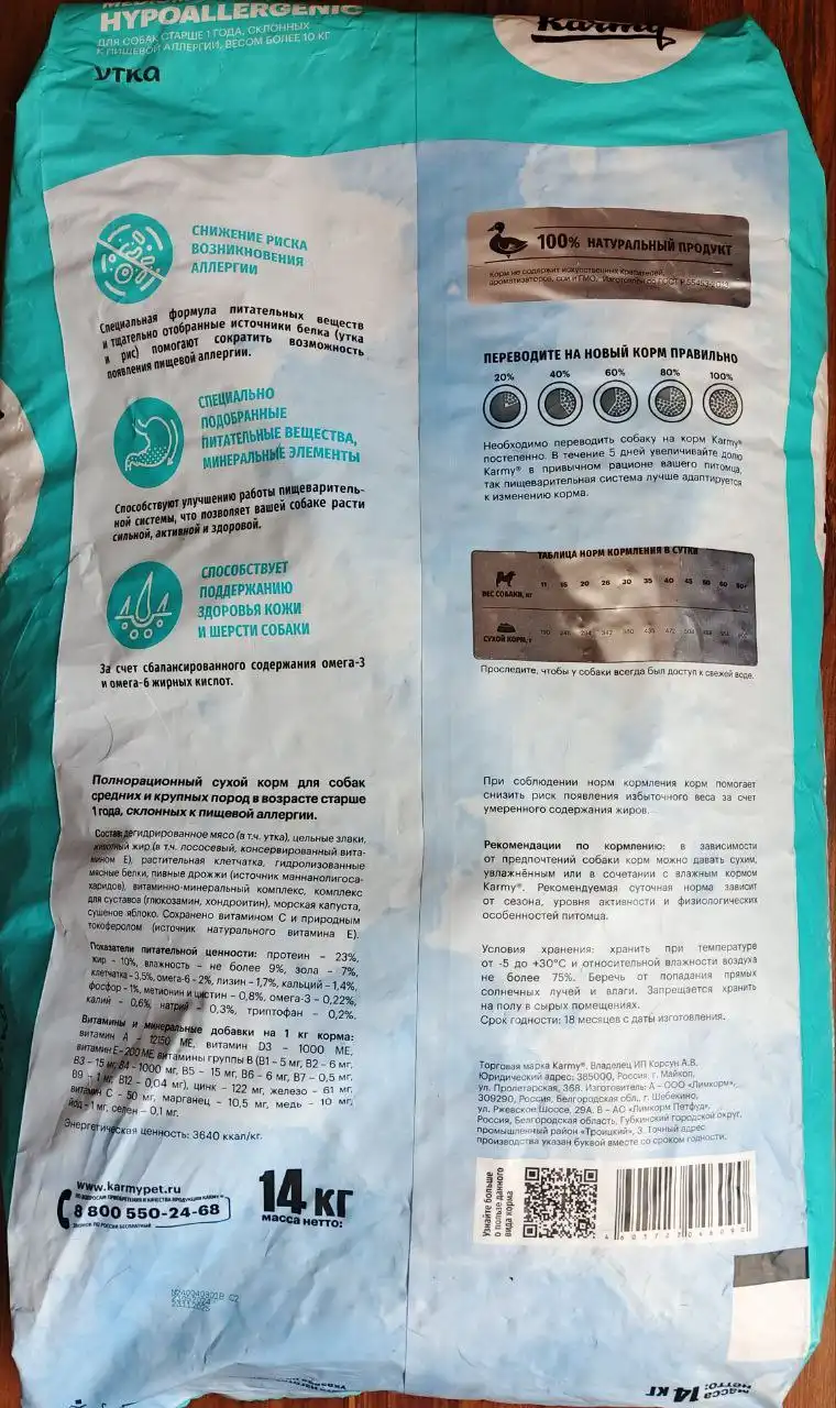 Продам гипоаллергенный корм для собак Karmy - Корма для животных (Животные) в Чита