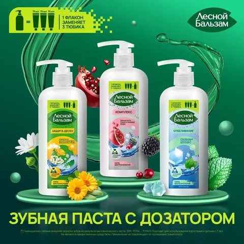 Зубная паста Лесной Бальзам в экономичных флаконах с дозатором - Парфюмерия в Чита