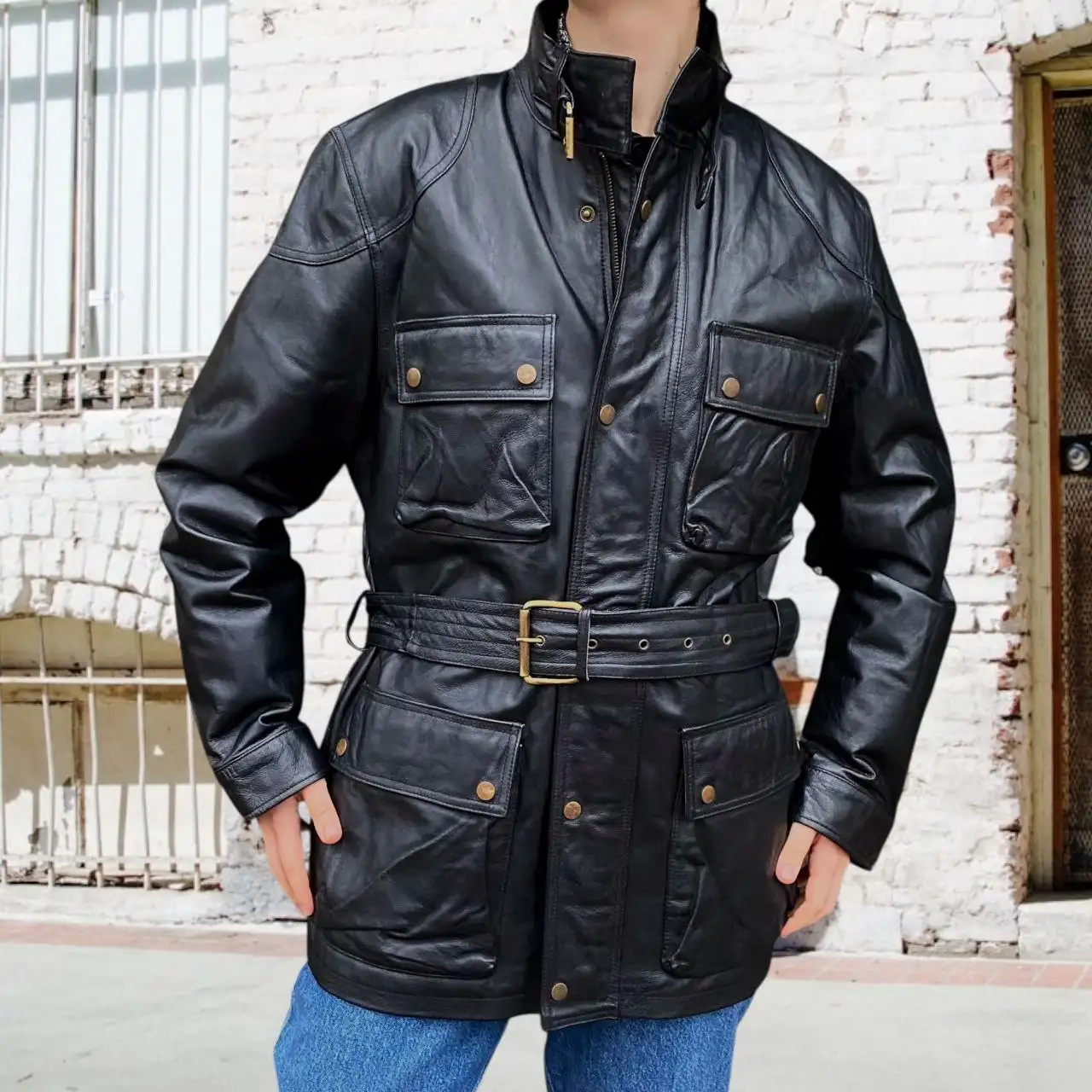 Куртка кожаная милитари стиль - Верхняя одежда (Одежда) в Чита