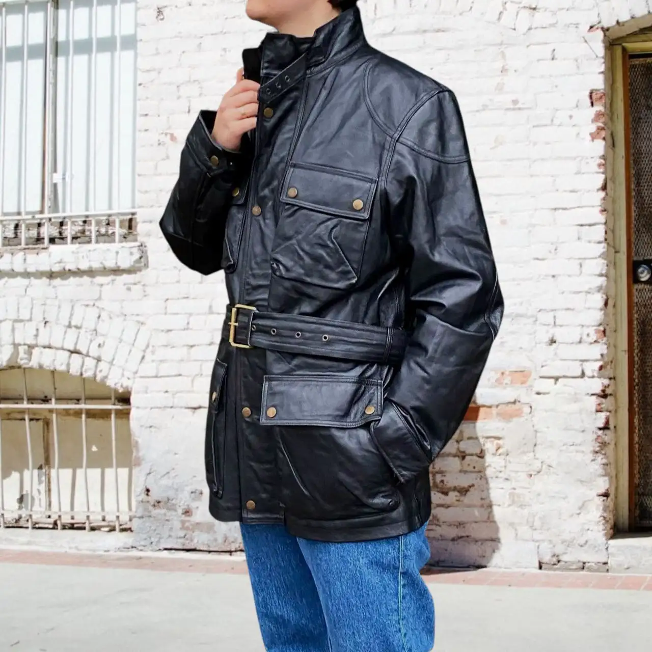 Куртка кожаная милитари стиль - Верхняя одежда (Одежда) в Чита