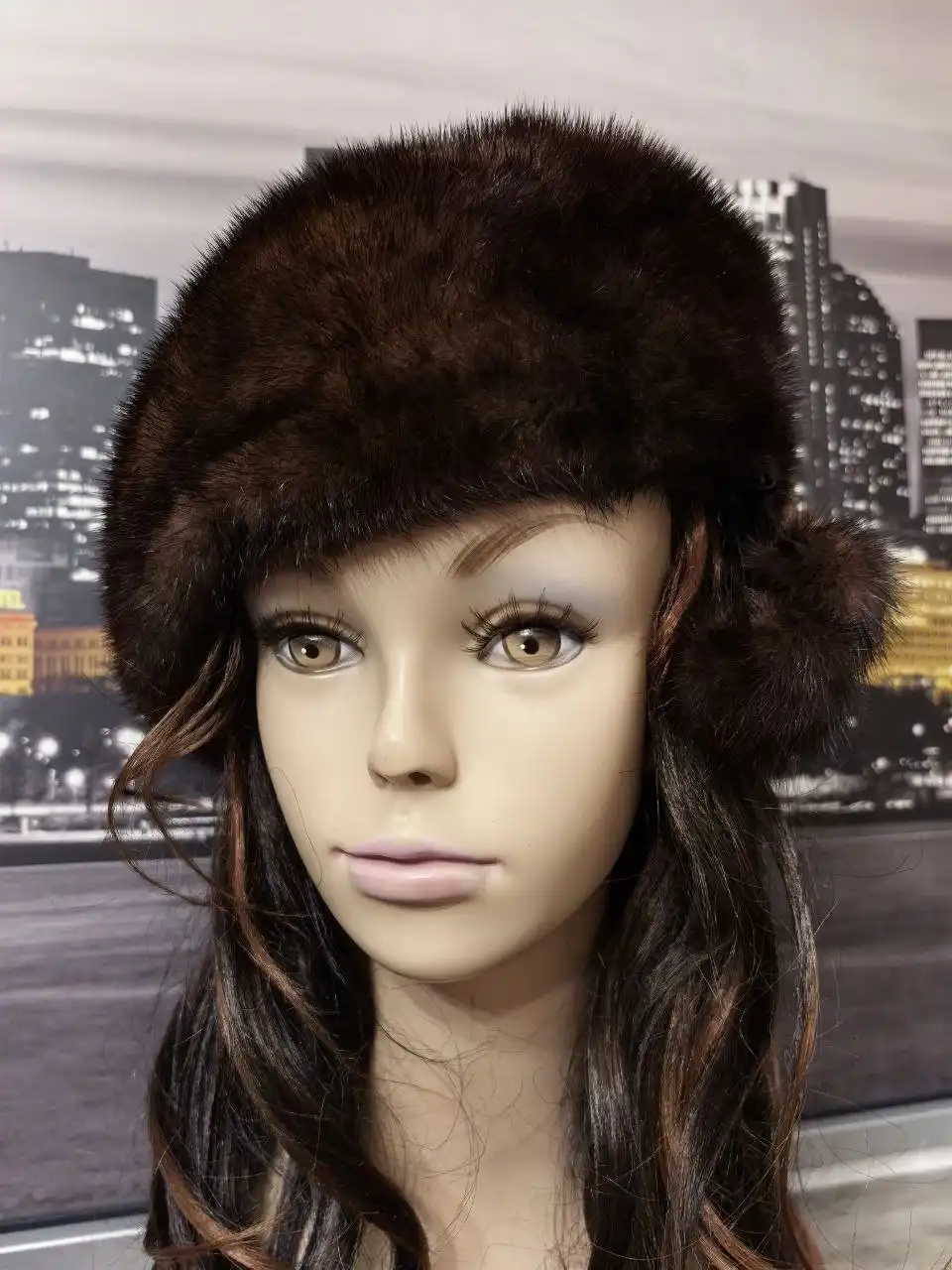 Шапка из натуральной норки, размер 58