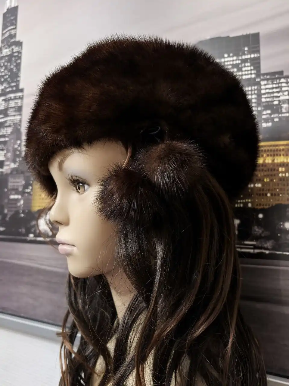 Шапка из натуральной норки, размер 58