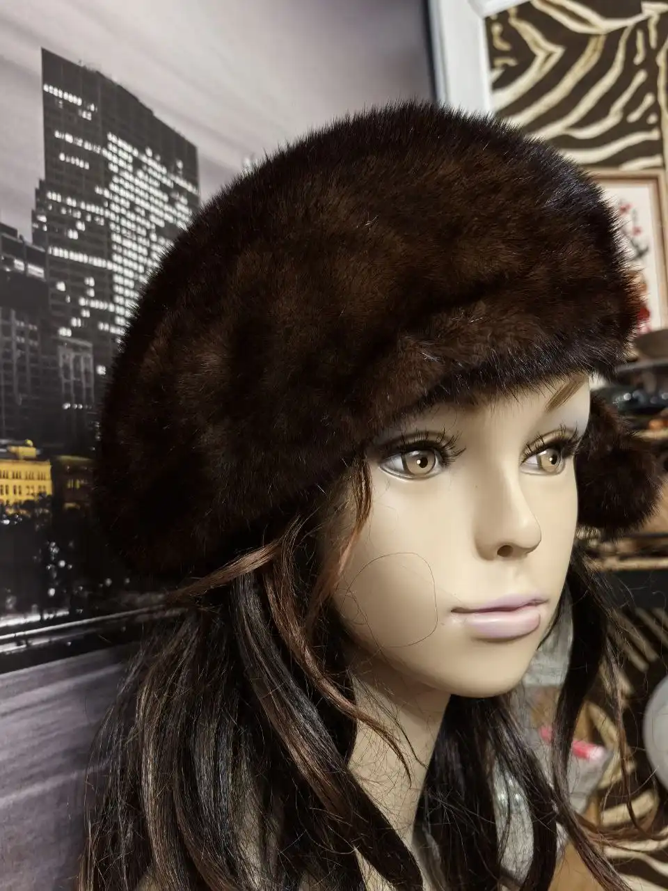 Шапка из натуральной норки, размер 58