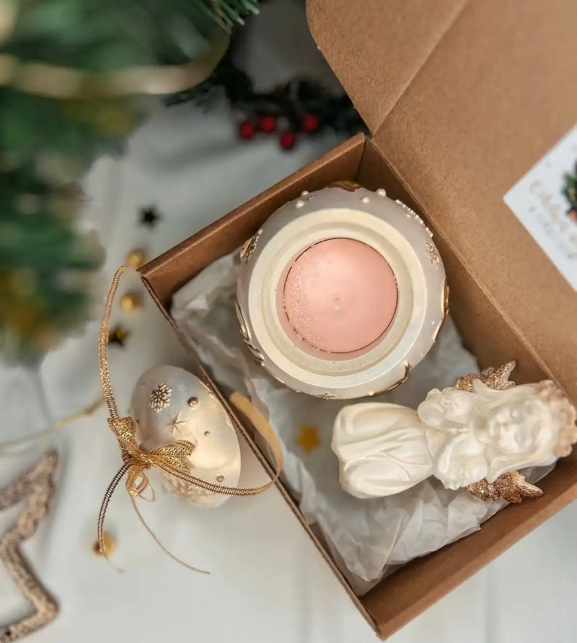 Новогодний набор с ангелком и подсвечником