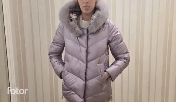 Зимняя куртка сиреневого цвета размер 44 (M)