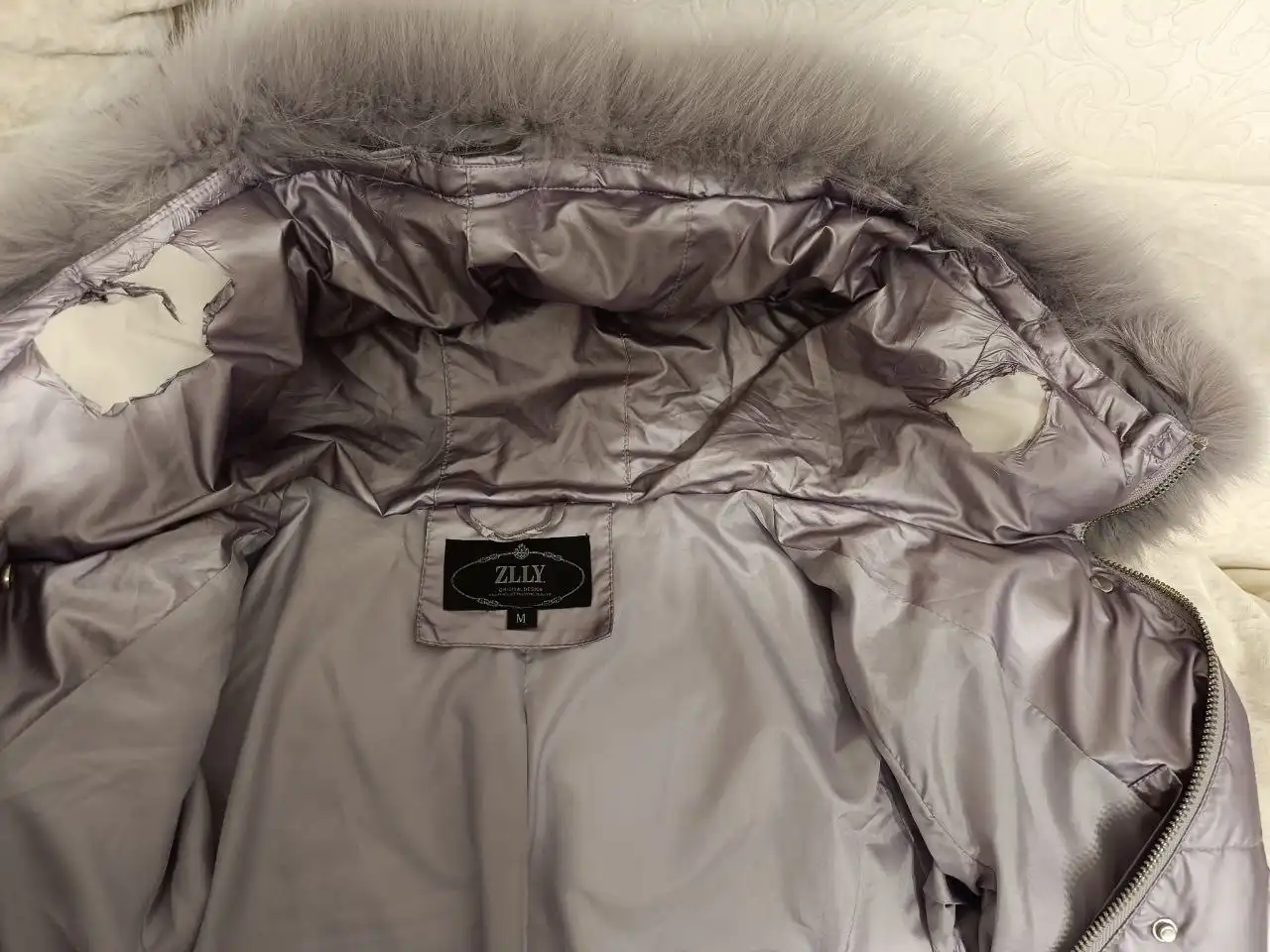 Зимняя куртка сиреневого цвета размер 44 (M)