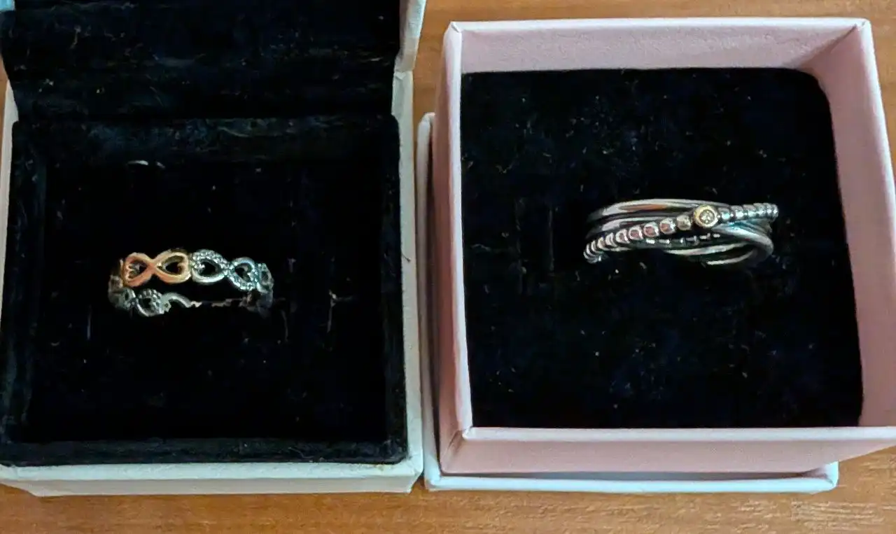 Кольца Pandora серебро 925 с золотыми вставками и бриллиантом