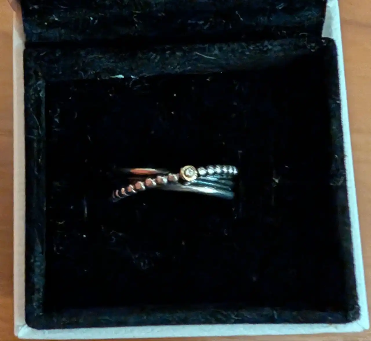 Кольца Pandora серебро 925 с золотыми вставками и бриллиантом