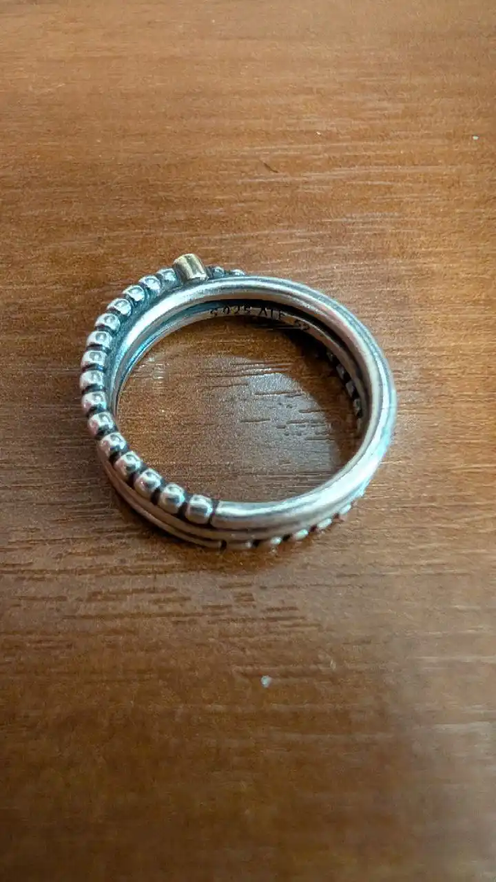 Кольца Pandora серебро 925 с золотыми вставками и бриллиантом