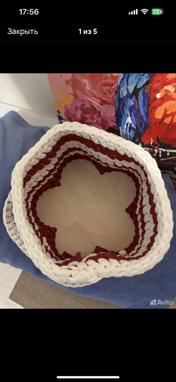 Вязанная корзинка с крышкой ручная работа - Рукоделие (Барахолка) в Неизвестно
