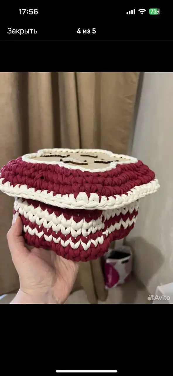 Вязанная корзинка с крышкой ручная работа - Рукоделие (Барахолка) в Неизвестно