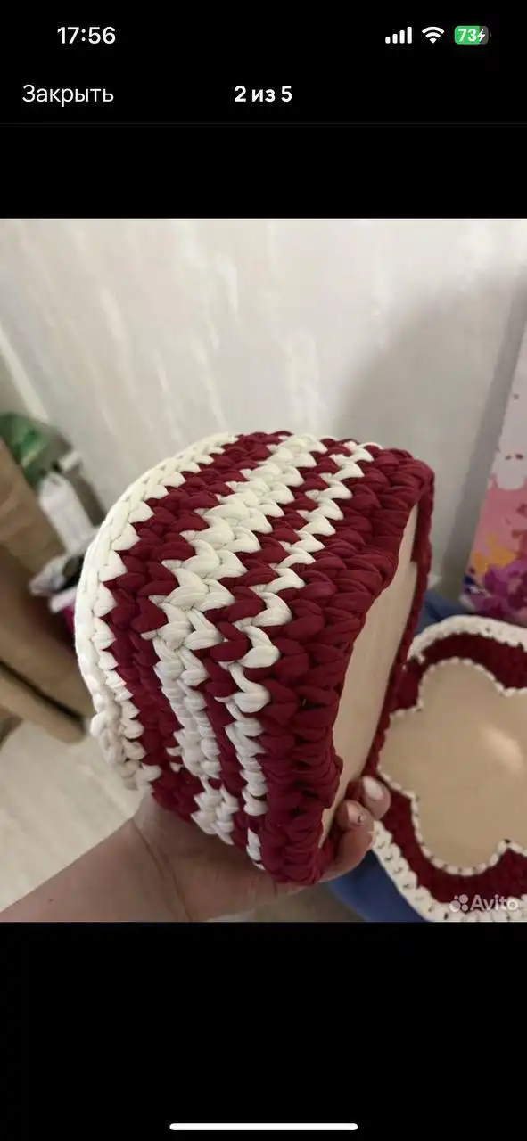 Вязанная корзинка с крышкой ручная работа - Рукоделие (Барахолка) в Неизвестно