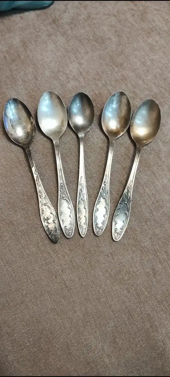 Чайные ложки мельхиор СССР 5 шт - Посуда (Барахолка) в Подольск
