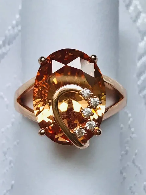 Кольцо с Цитрином и фианитами, серебро позолоченное - Чаты/Сообщества в Москва