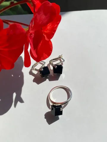 Серьги и кольцо из серебра 925 пробы с агатом - Канцелярия/Учебные материалы в Подольск