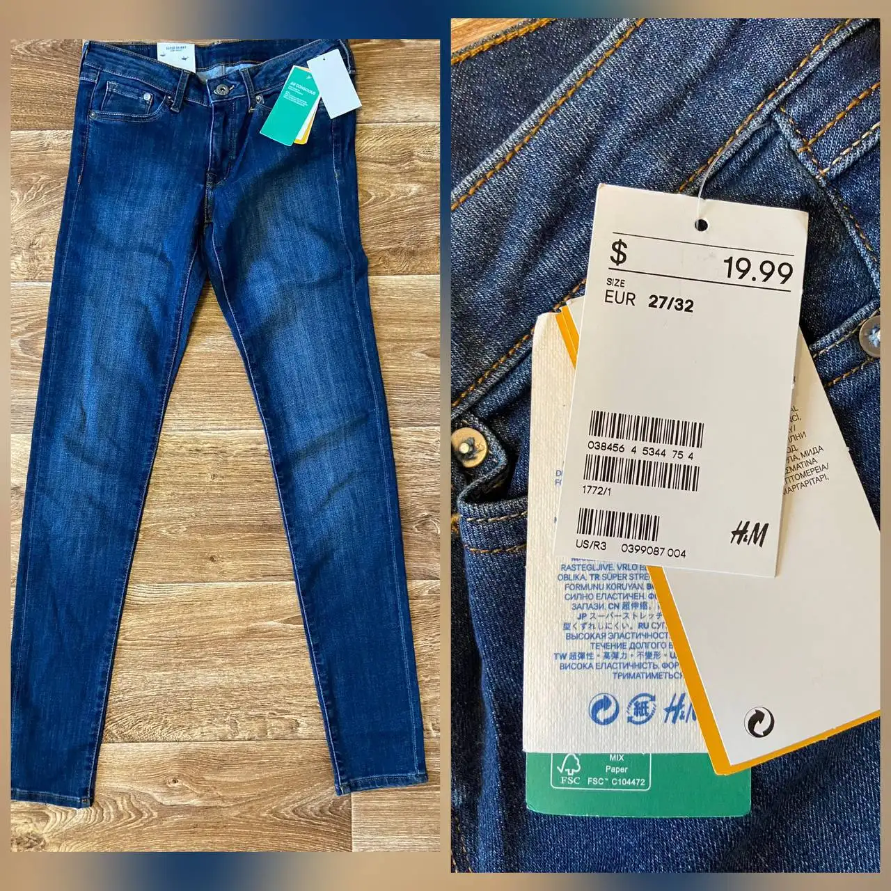 Джинсы H&M для девочки размер 27/32 - Детская одежда (Одежда) в Подольск