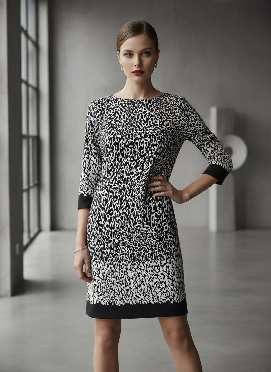 Платье с черно-белым принтом 44-46 - Платья (Одежда) в Сходненская