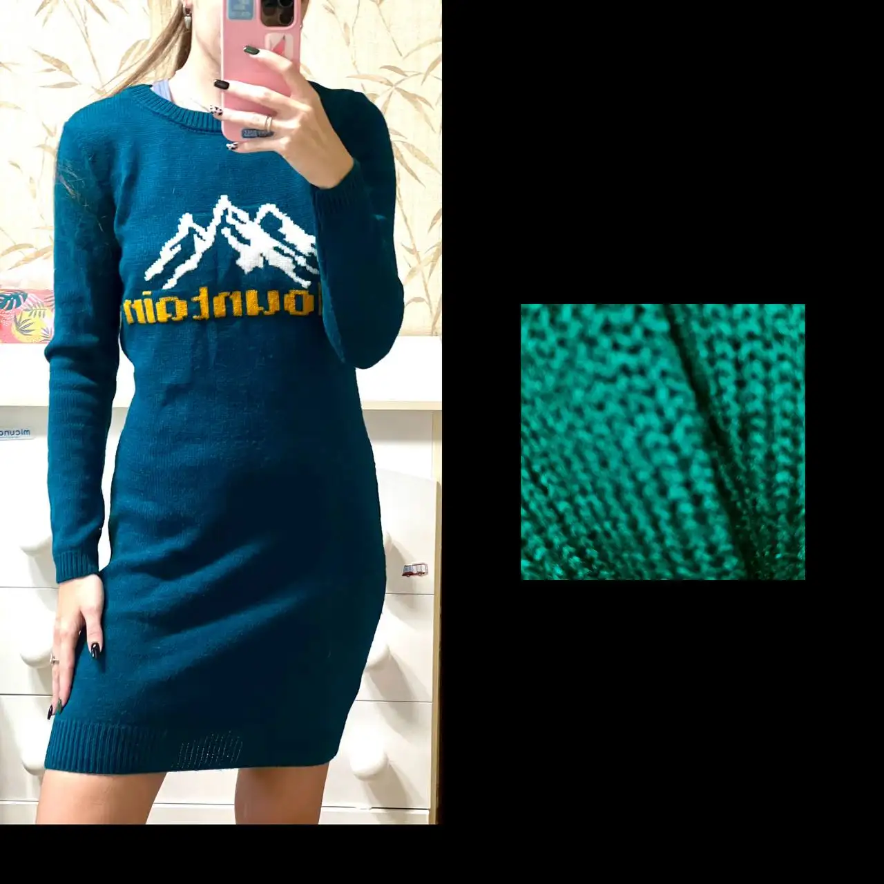 Платье зеленое, размер 40-42, акрил - Женская одежда (Одежда) в Подольск