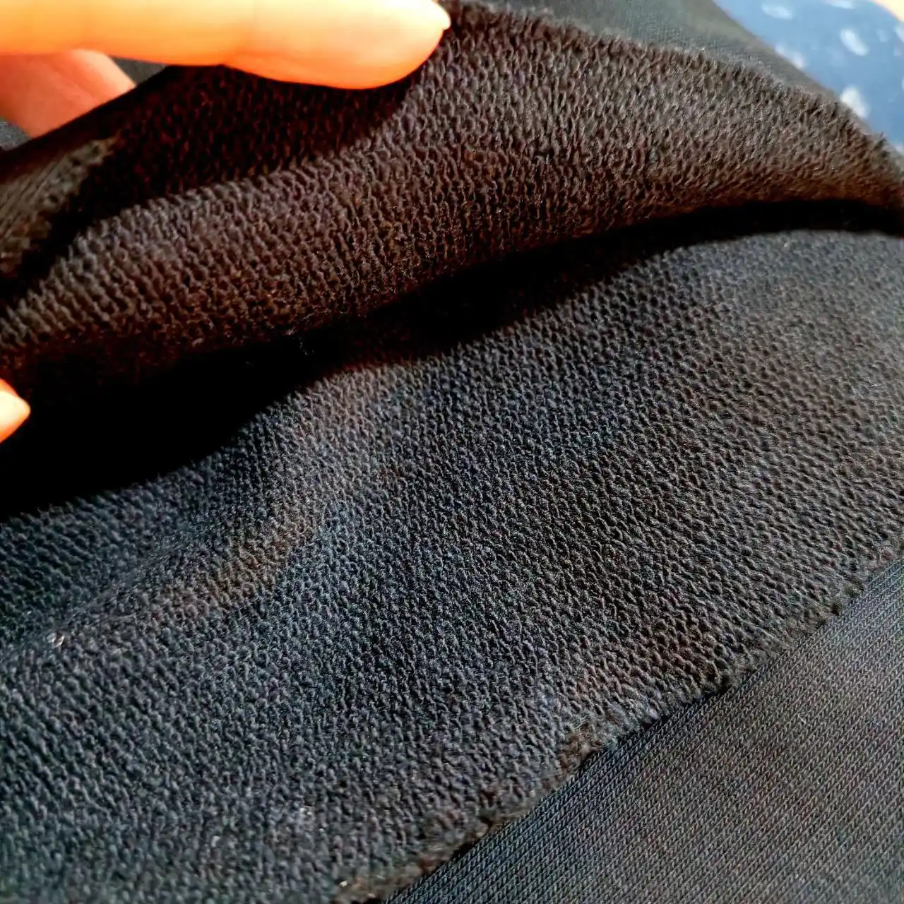 Ткань отрез трикотаж плотный трехнитка черный хлопок