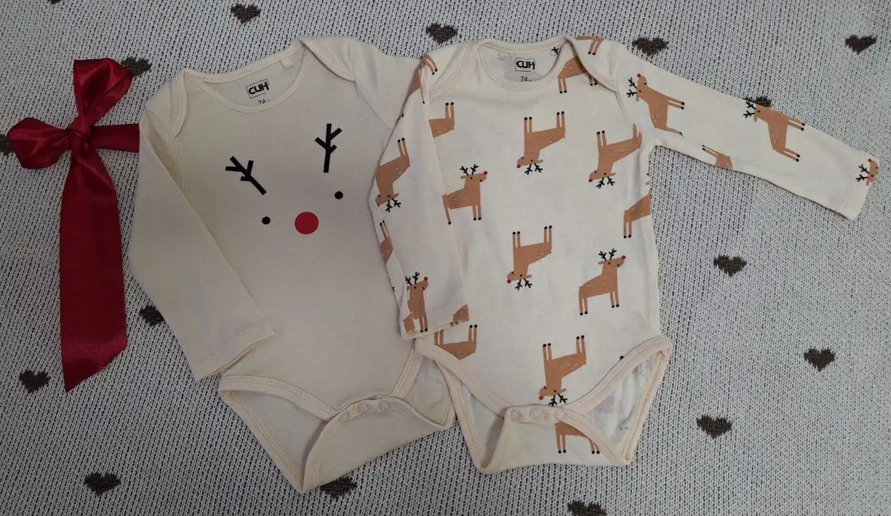 Два новогодних боди с длинным рукавом