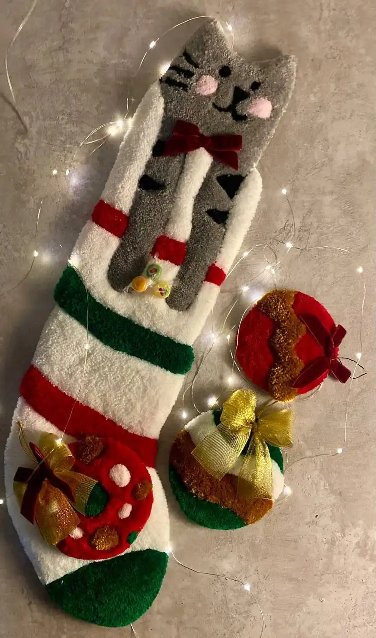 Новогодние мини-коврики ручной работы