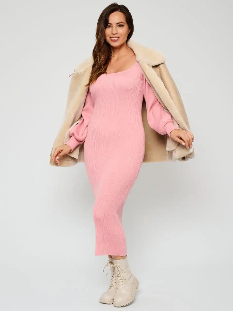 Платье лапша трикотажное с длинным рукавом