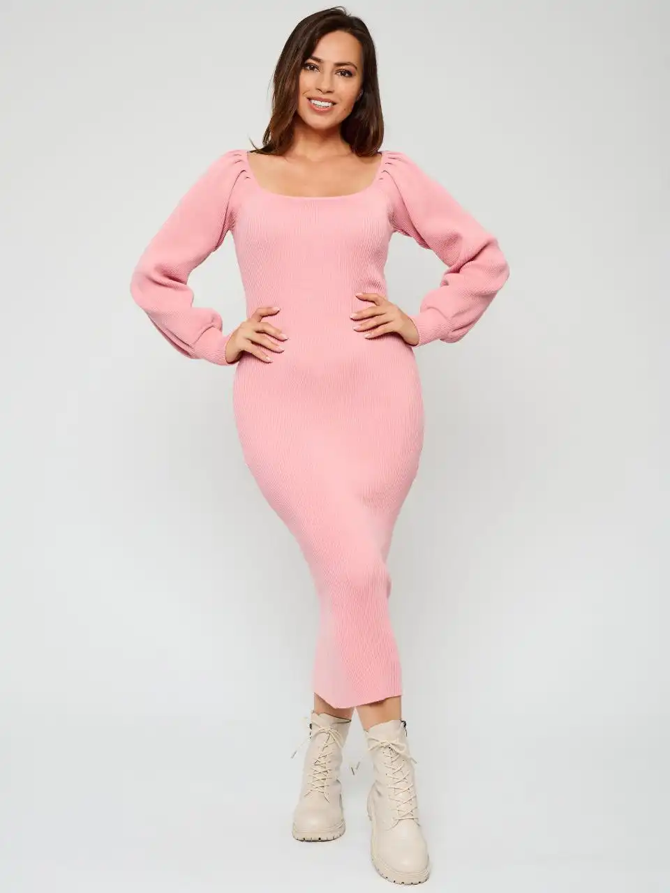 Платье лапша трикотажное с длинным рукавом