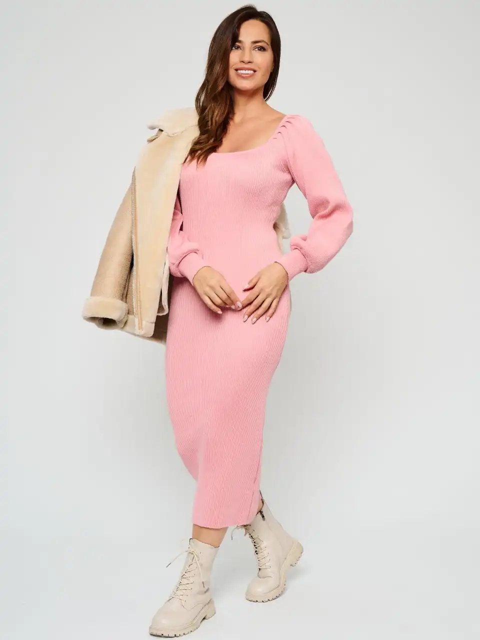 Платье лапша трикотажное с длинным рукавом