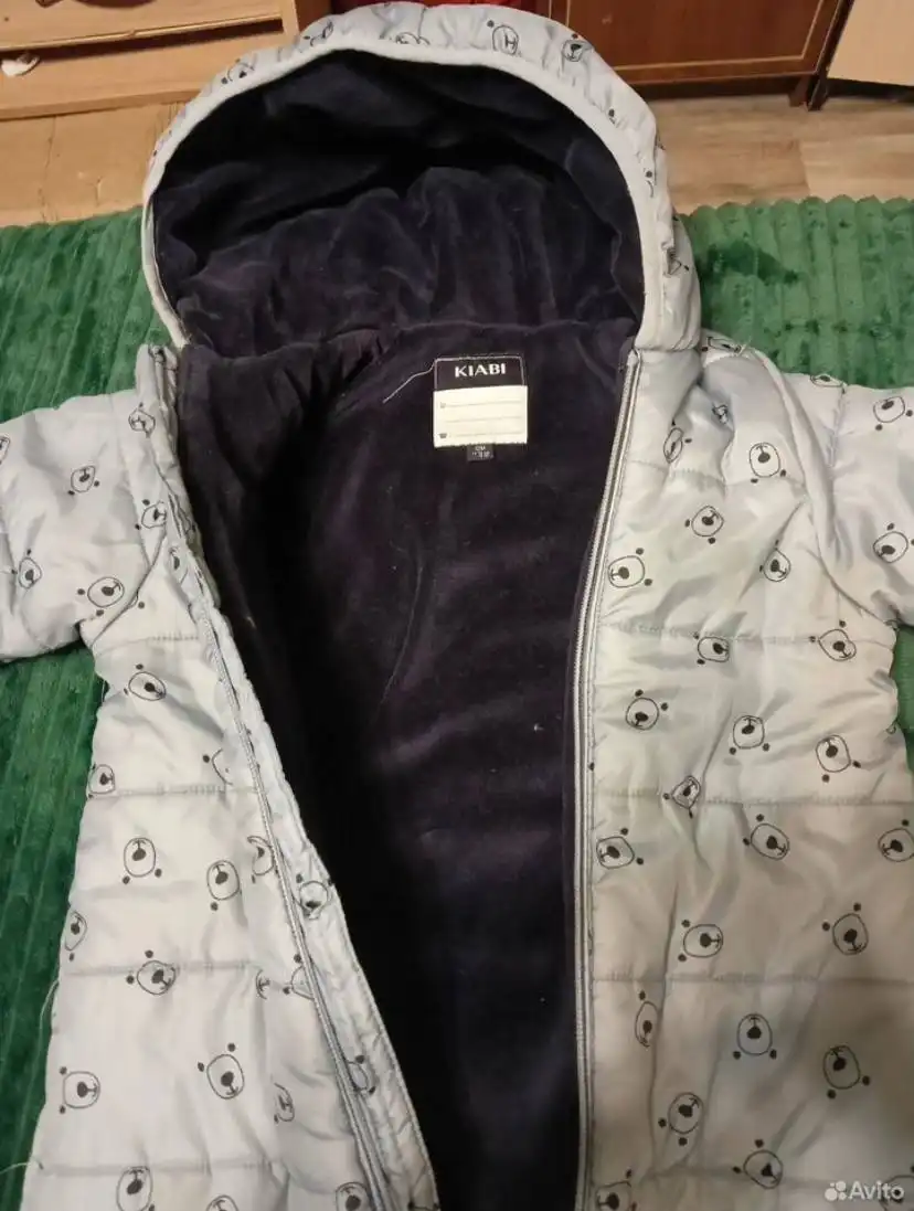 Голубой демисезонный комбинезон 74 см (9 месяцев) с принтом медвежата - Одежда для детей (Товары для детей) в Мытищи