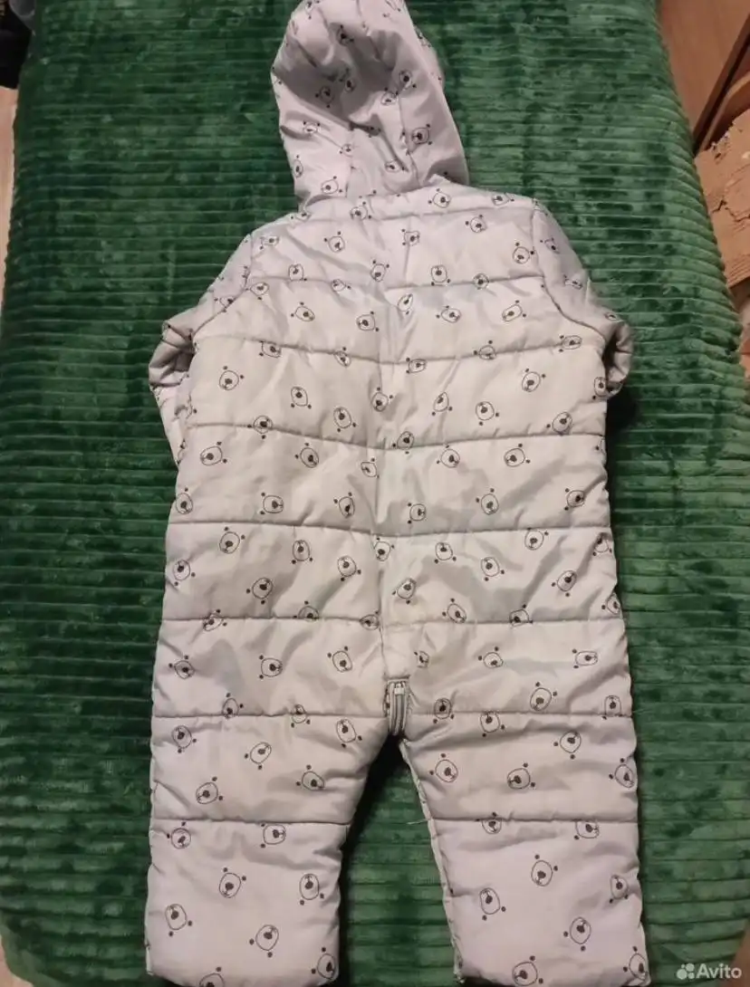 Голубой демисезонный комбинезон 74 см (9 месяцев) с принтом медвежата - Одежда для детей (Товары для детей) в Мытищи