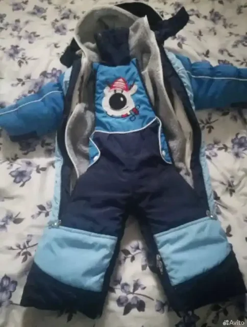 Зимний комбинезон синего цвета для мальчика размером 86 см - Для новорожденных в Мытищи