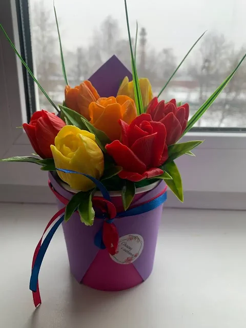 Плюшевые цветы в кашпо из гипса и букеты из мыла - Ножи и инструменты в Мытищи