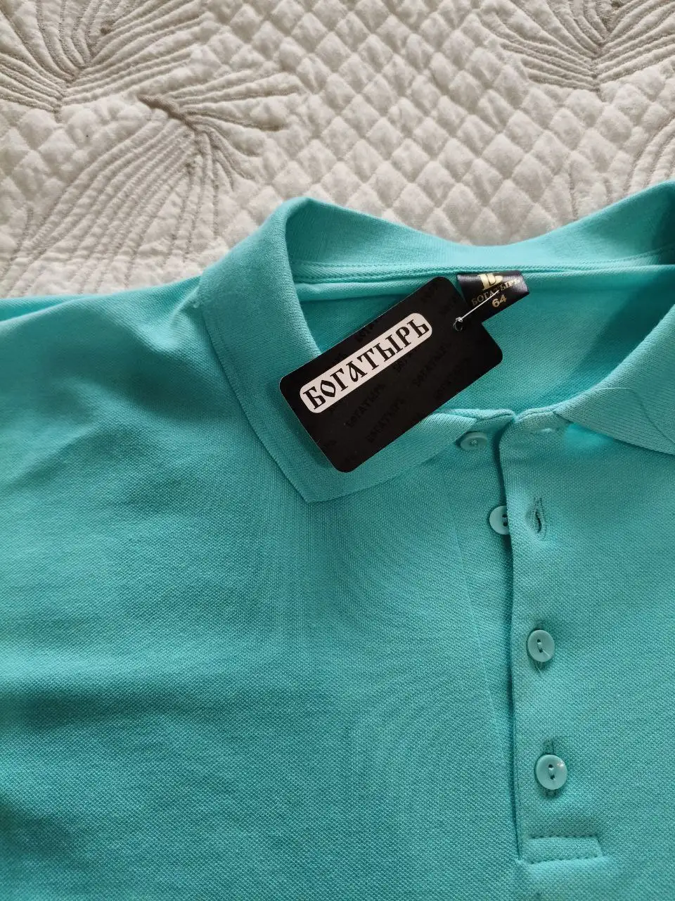 Мужское поло с коротким рукавом бирюзового цвета - Мужская одежда (Одежда) в Мытищи