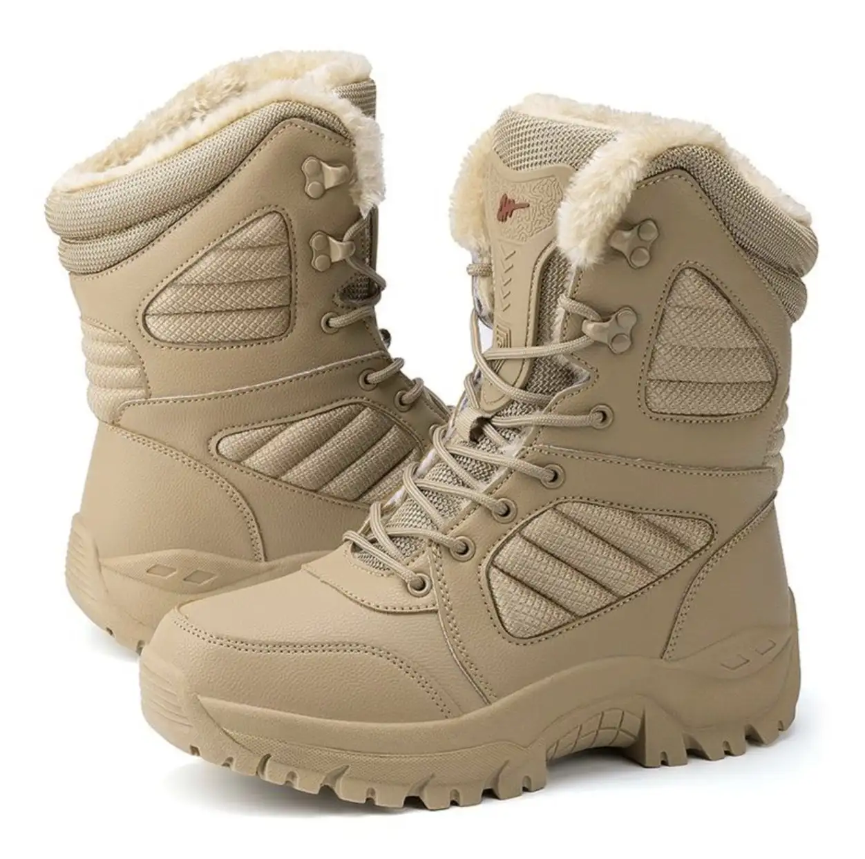 Зимние ботинки из кожзама бежевого цвета размер 41-42 - Обувь (Одежда) в Мытищи