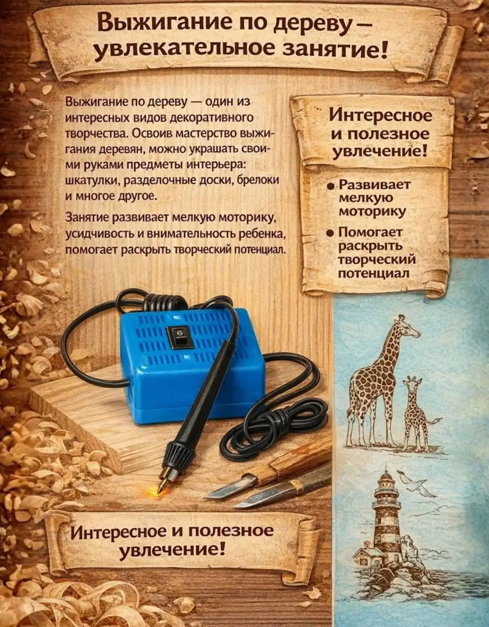 Набор для творчества выжигатель по дереву Узор - Наборы для творчества (Хобби и отдых) в Мытищи