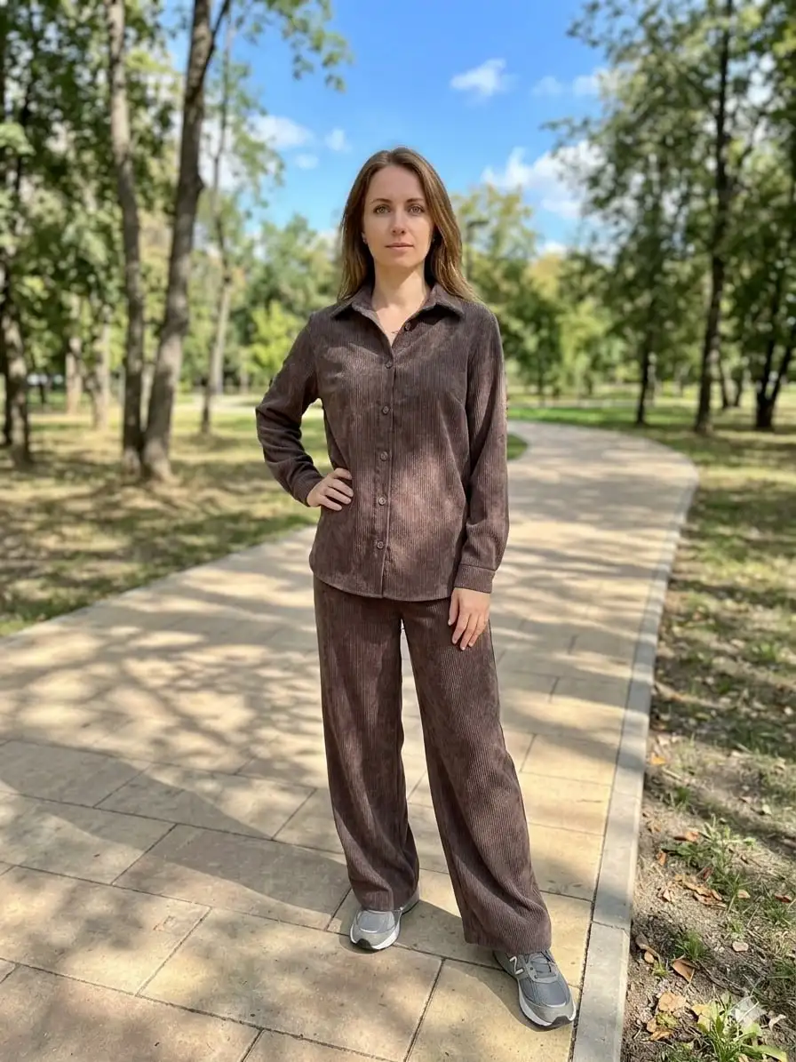 Женский вельветовый костюм шоколадного цвета - Костюмы (Одежда) в Мытищи