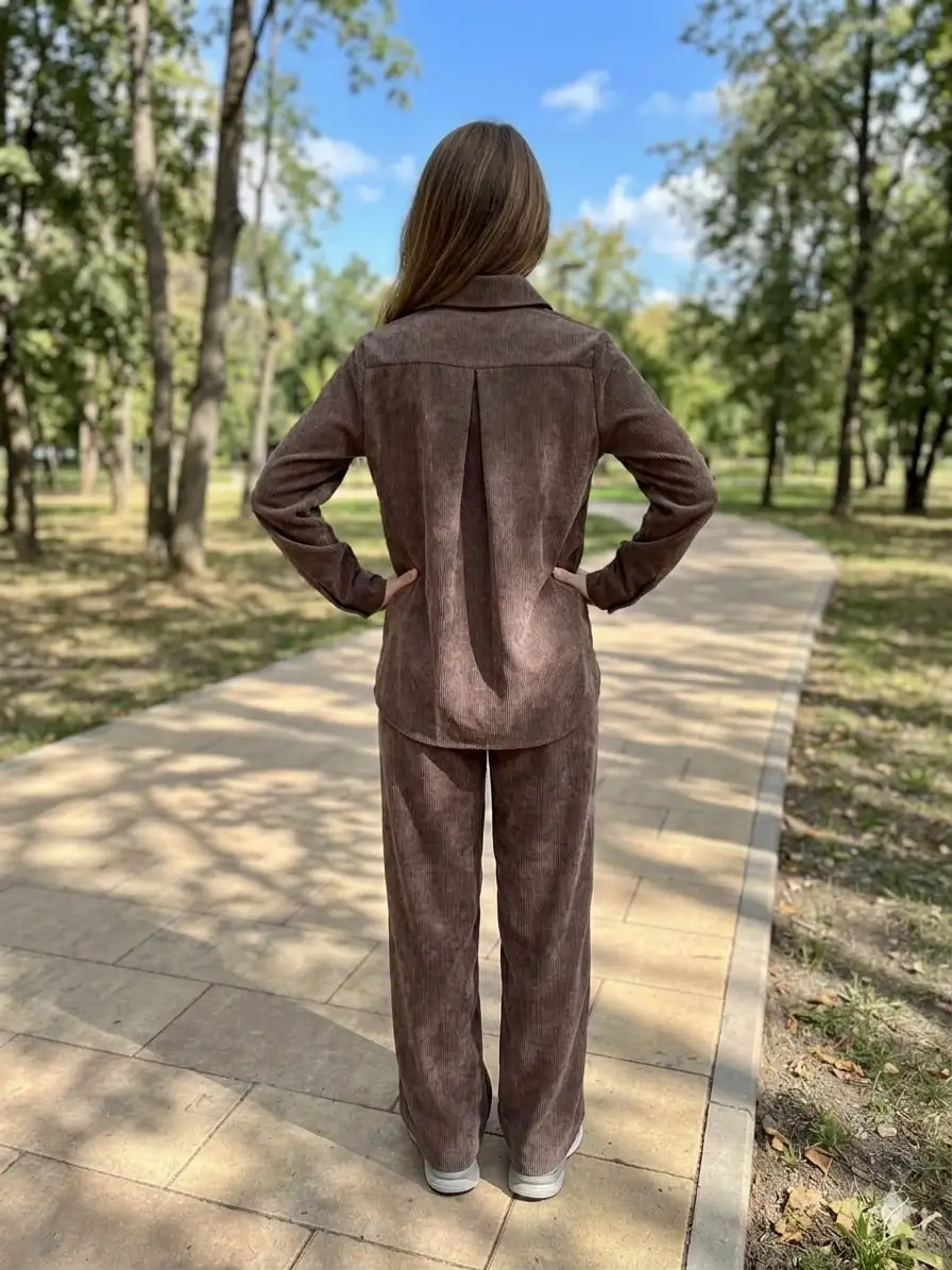 Женский вельветовый костюм шоколадного цвета - Костюмы (Одежда) в Мытищи