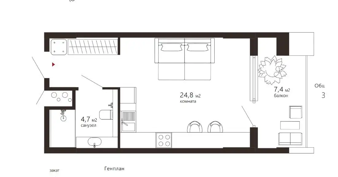 Квартира с видом на море в Калининграде
