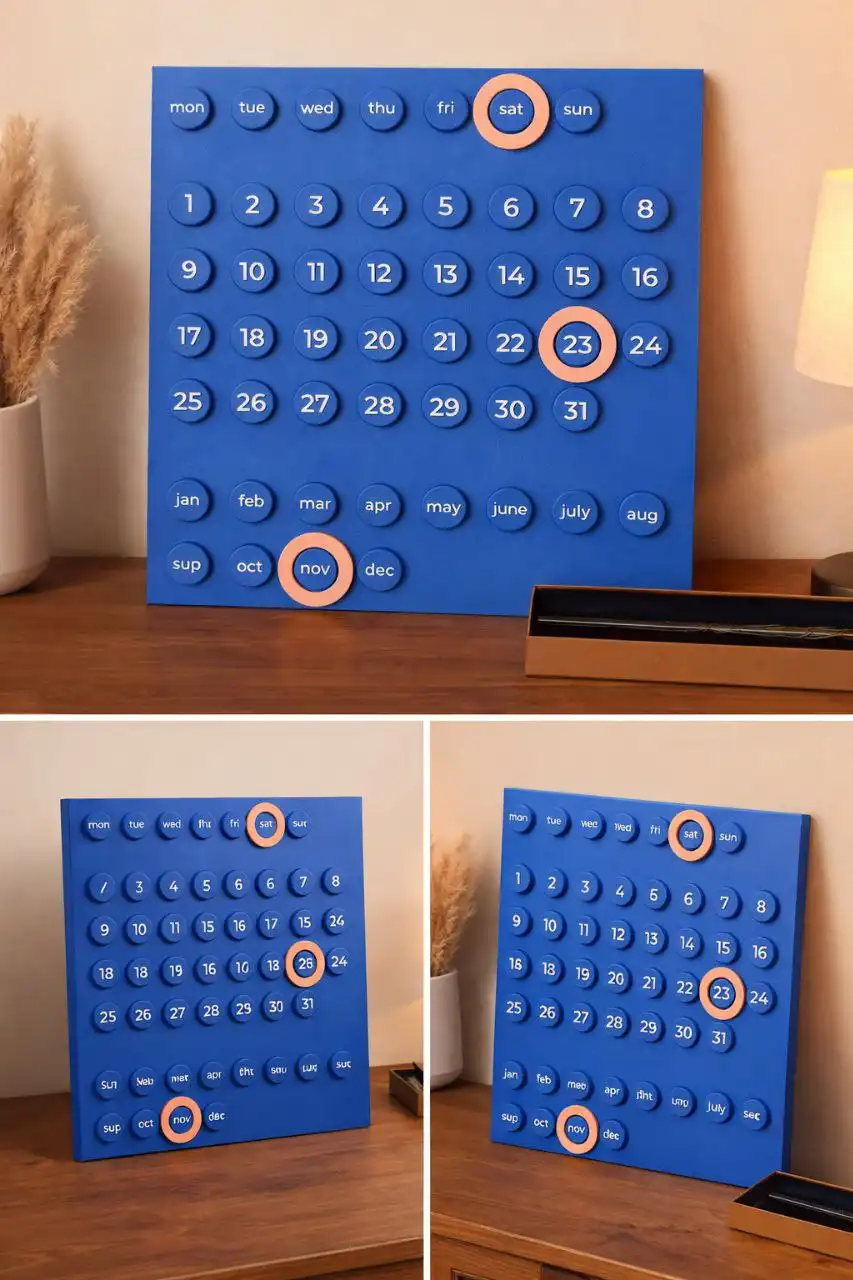 Кольцевой вечный календарь из МДФ ручной работы