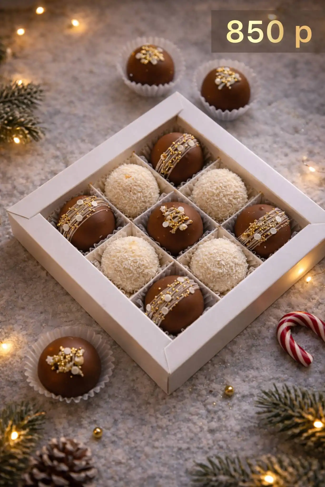 Новогодние подарочные наборы с конфетами суфле