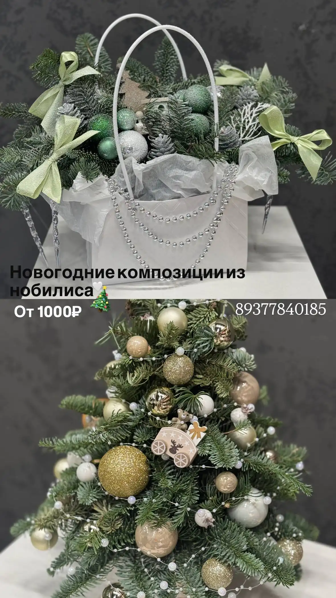 Зимняя композиция из нобилиса на Новый год