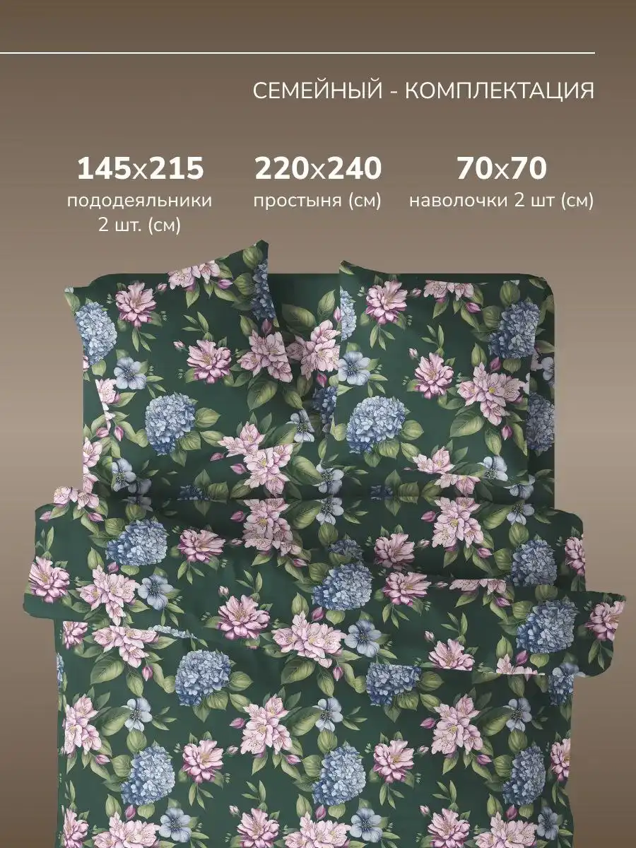 Постельное бельё семейное 100% хлопок поплин
