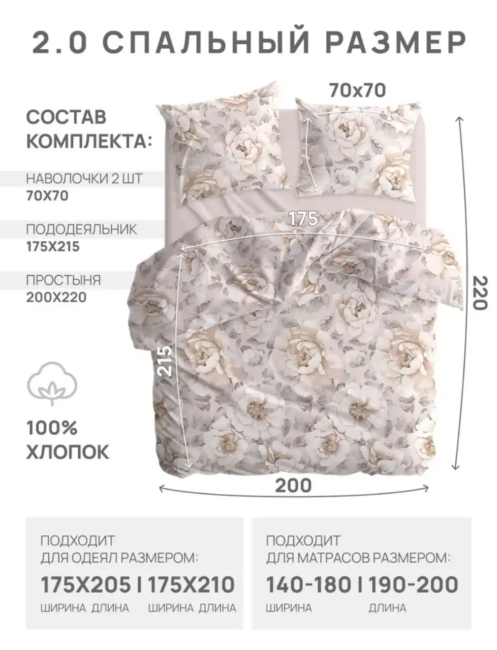 Постельное бельё 2 спальное из хлопка - Постельное бельё (Для дома и дачи) в Уфа