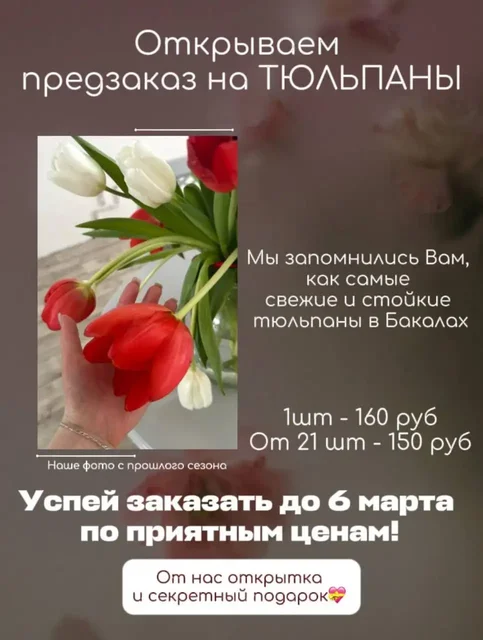 Продажа тюльпанов к 8 марта с доставкой в Ярком, Деме и Бакалах - Цветы в Уфа