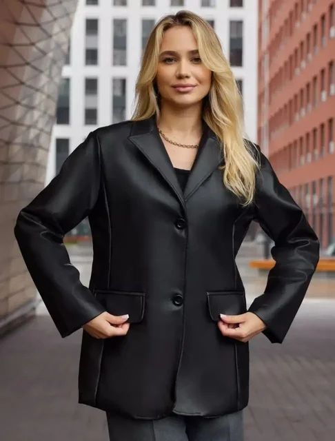 Женский пиджак прямого кроя из экокожи размер M/44-46 - частное объявление в Уфа