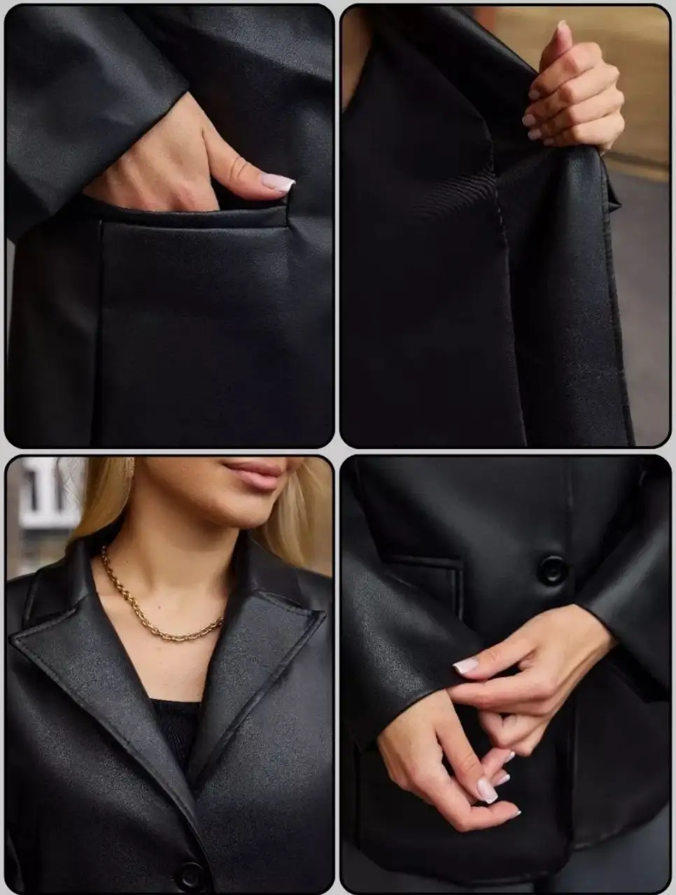 Женский пиджак прямого кроя из экокожи размер M/44-46 - Верхняя одежда (Одежда) в Уфа