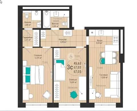 3 смарт-квартира в ТЦ «Иремель» - Недвижимость в Уфа