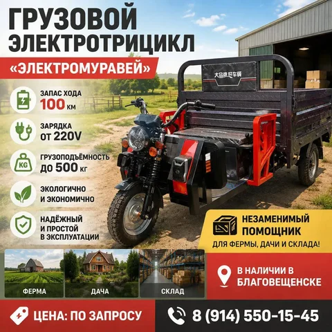 Грузовой электротрицикл «Электромуравей» - Хобби и отдых в Благовещенск
